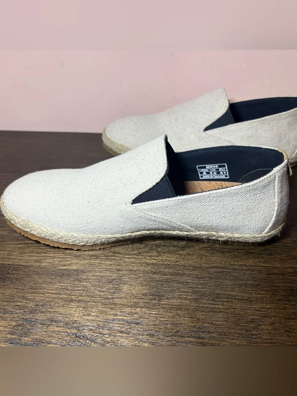 Patara Men’s Natural Canvas Espadrille Slip On Shoes Cork Footbed Size 8